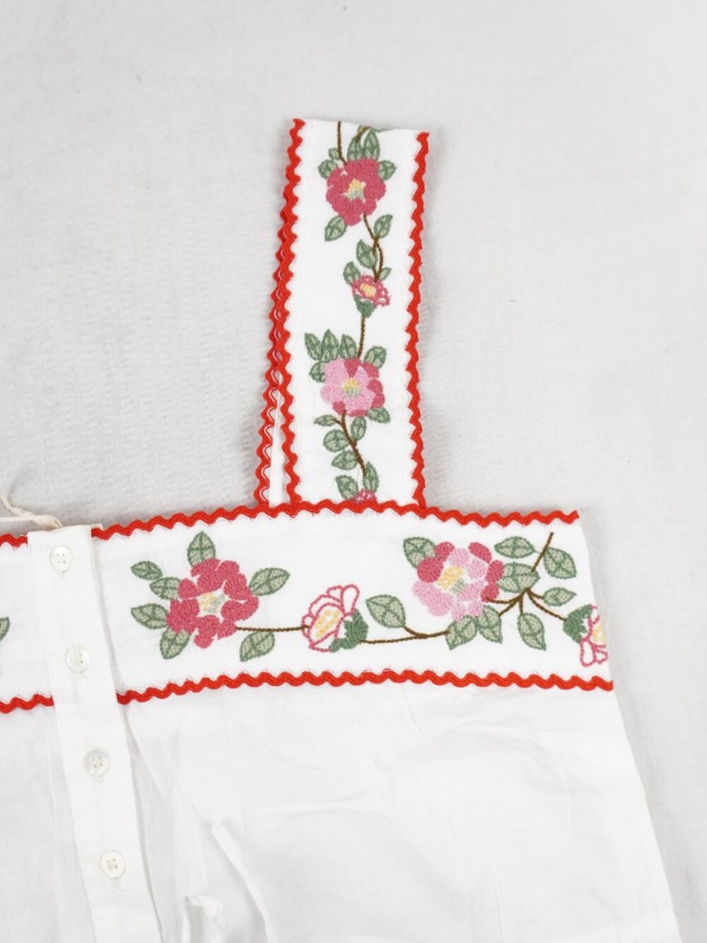 Sezane Nouri Top In White With Pink & Green Embroidery - Women's US Size 2 - NWT - Picture 5 of 9
